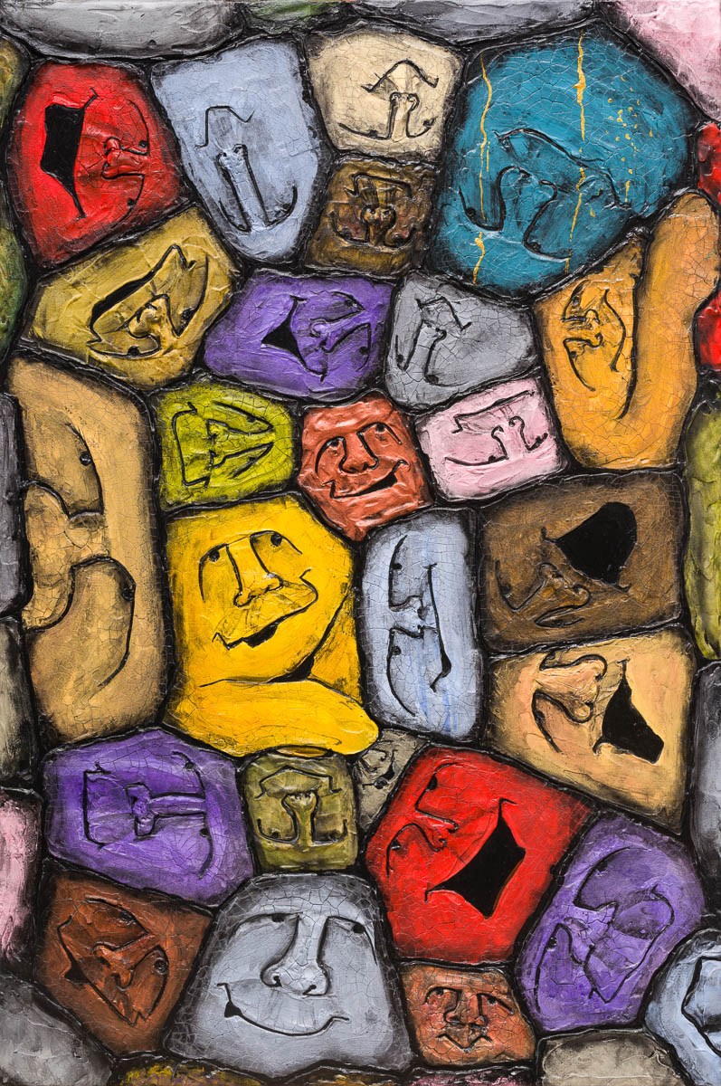 What's Down &mdash; Rocky Faces on a one foot wooden disc